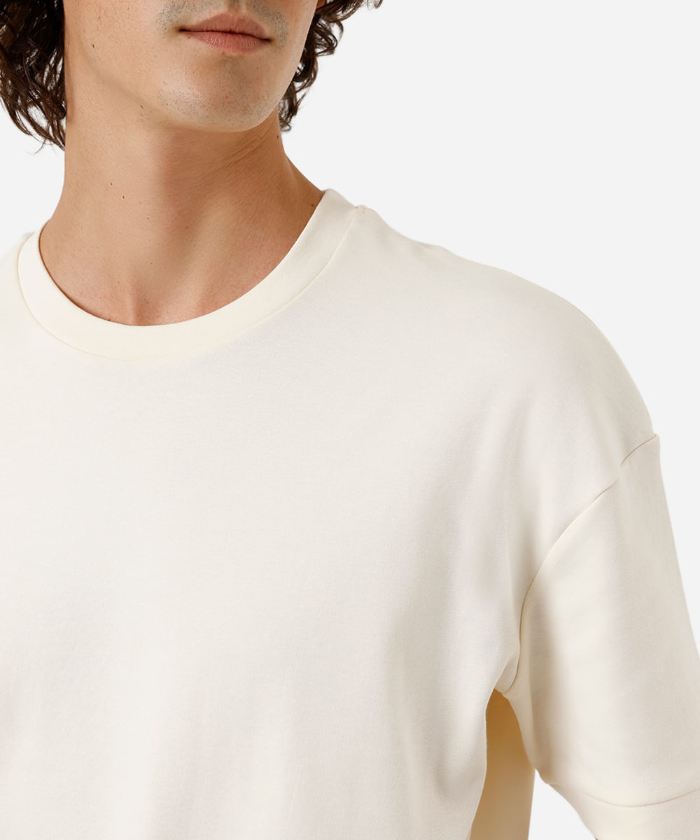 camiseta oversized masculina de algodão manga curta off white