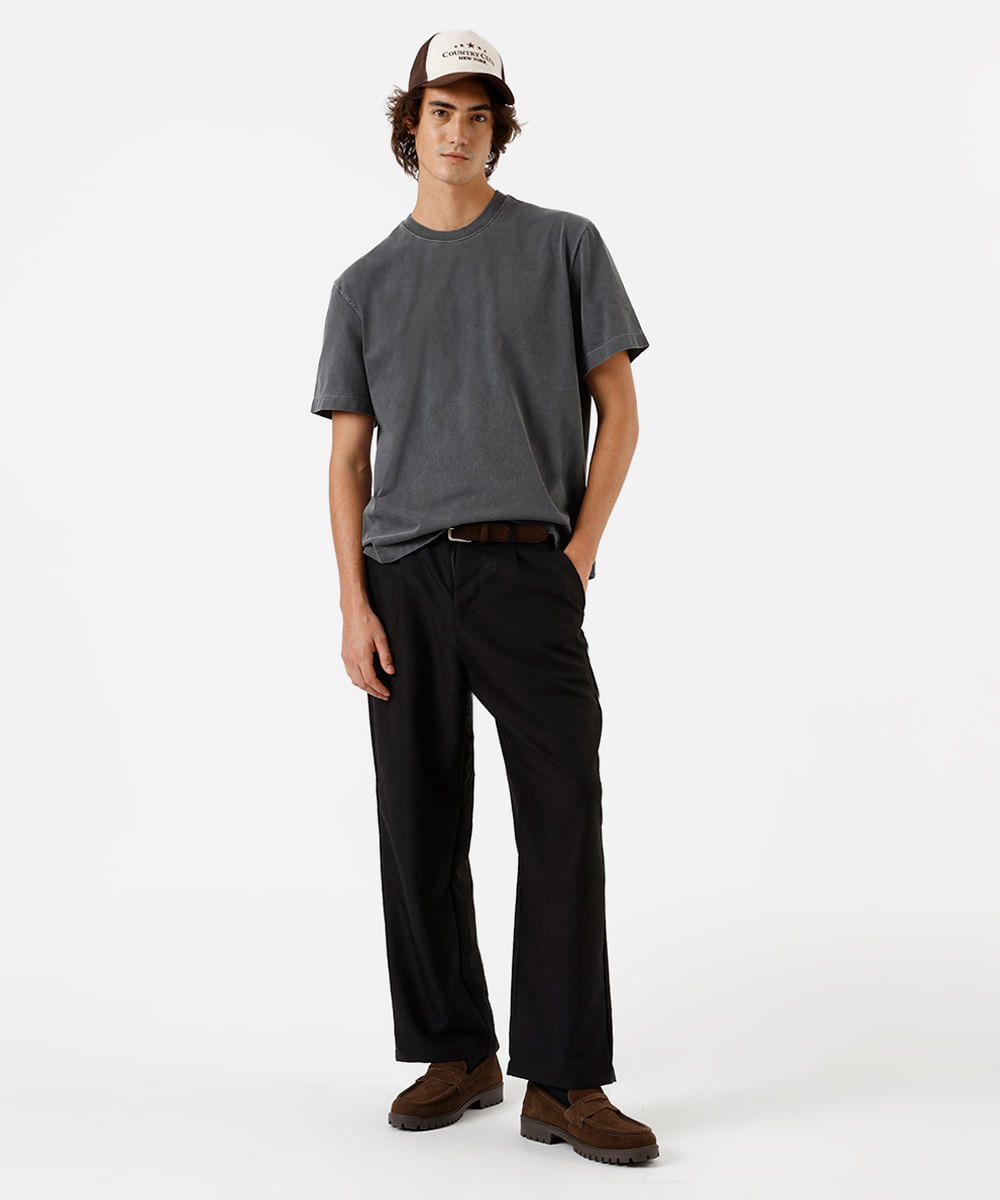 camiseta box masculina de algodão estonada preta