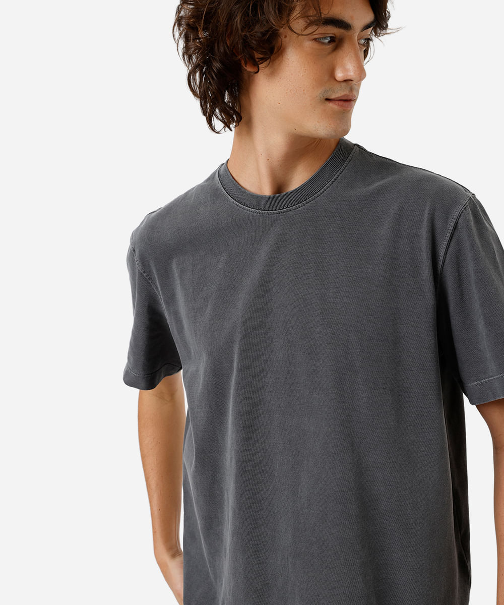 camiseta box masculina de algodão estonada preta