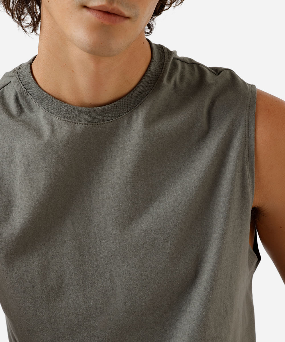 regata machão masculina básica comfort de algodão verde