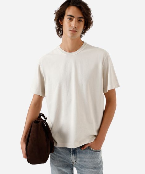 camiseta box masculina de algodão estonada bege