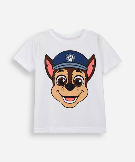 camiseta infantil de algodão patrulha canina off white