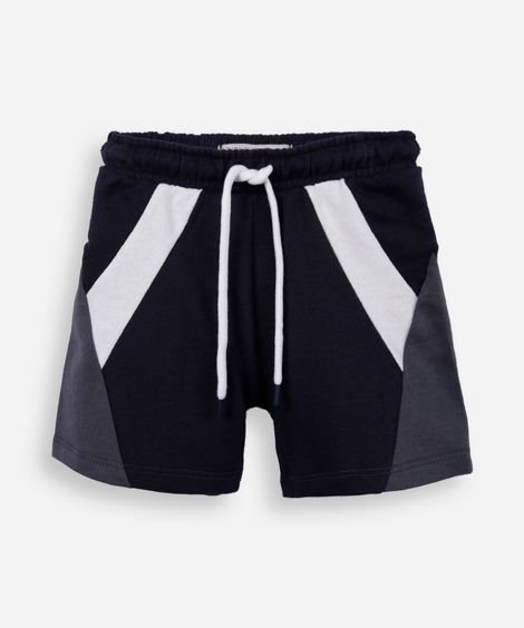bermuda reta infantil com recortes azul