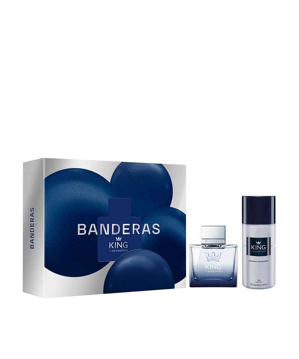 kit perfume masculino banderas king of seduction eau de toilette for men 100ml e desodorante spray 24h 150ml