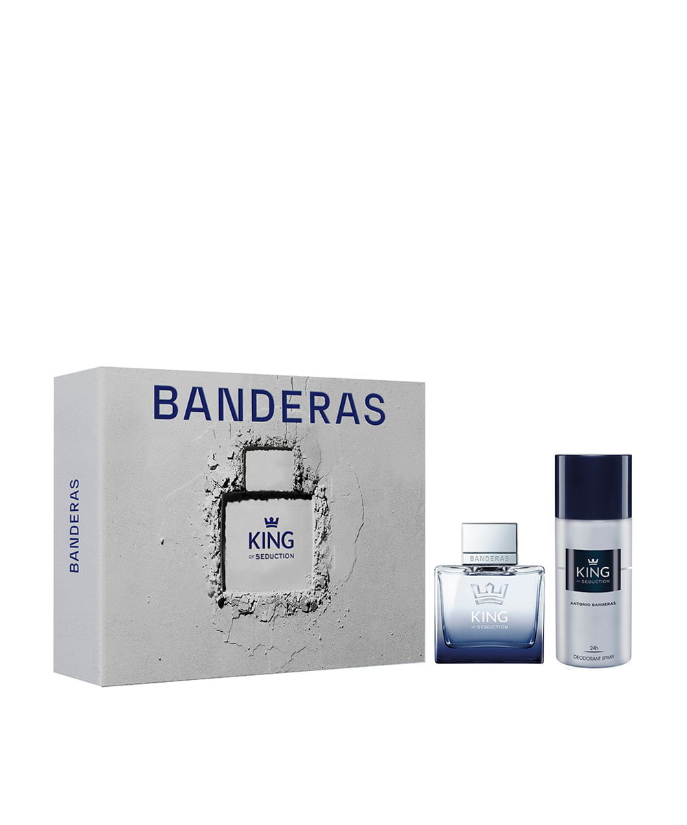 kit perfume masculino banderas king of seduction eau de toilette for men 100ml e desodorante spray 24h 150ml