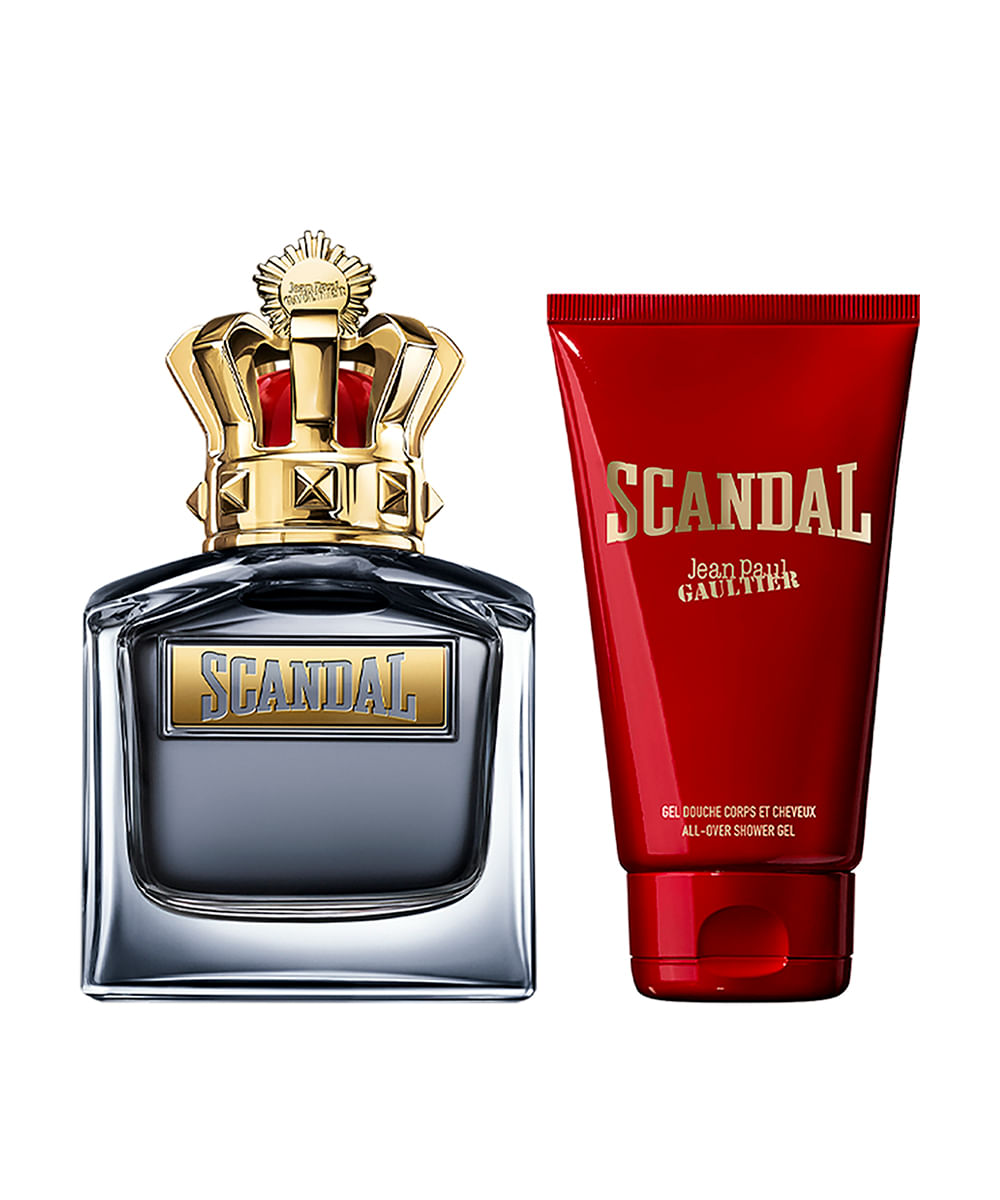 kit perfume masculino jean paul gaultier scandal eau de toilette for him 100ml e gel de banho all over 75ml