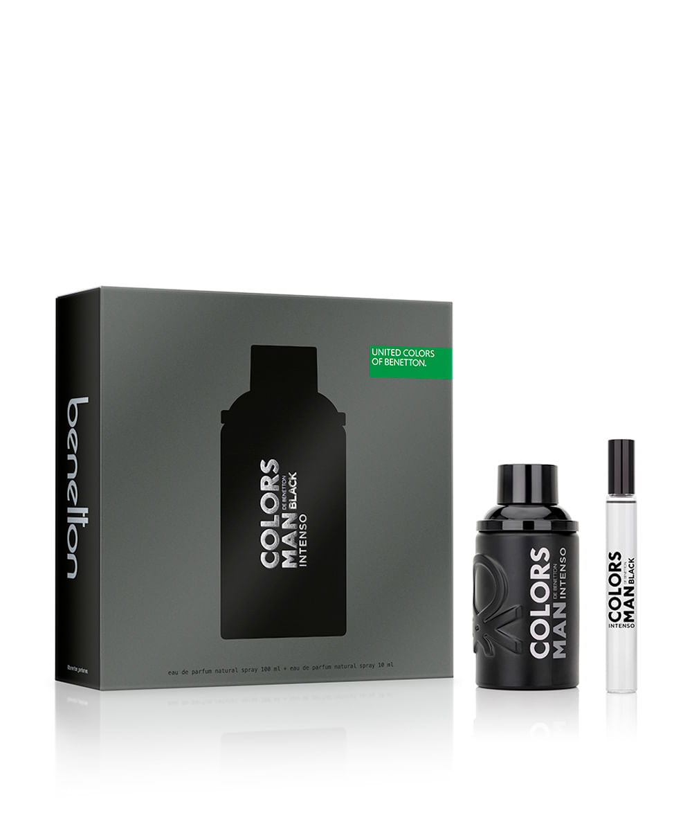 kit perfume masculino benetton united colors man black intenso eau de parfum 10ml e 100ml