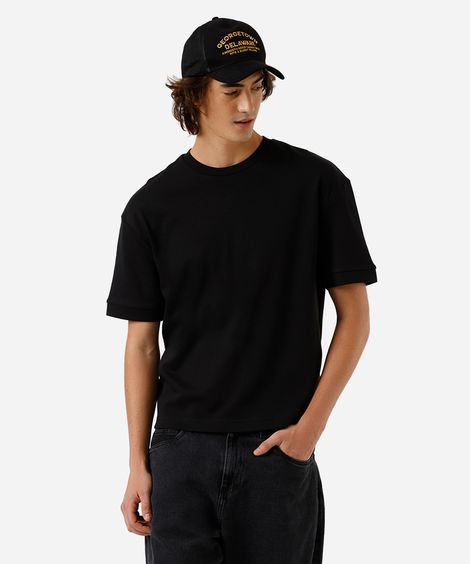 camiseta oversized masculina de algodão manga curta preta
