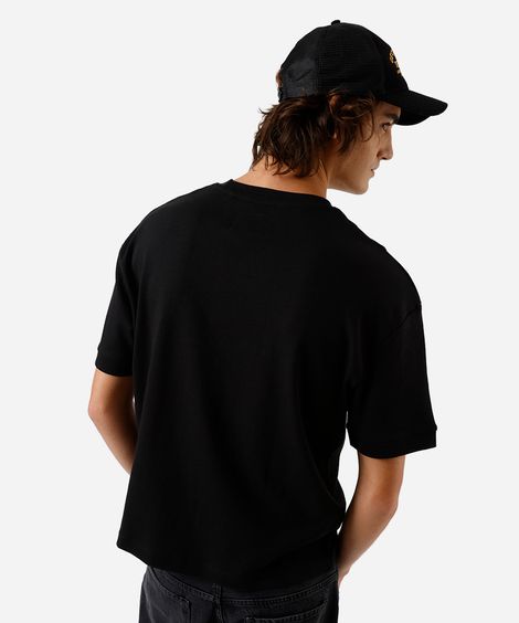 camiseta oversized masculina de algodão manga curta preta