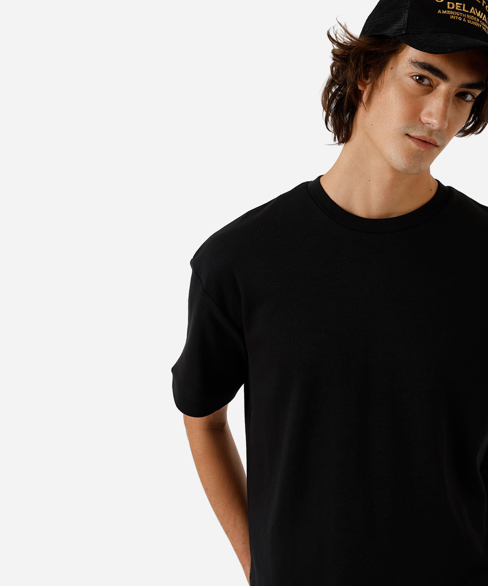 camiseta oversized masculina de algodão manga curta preta