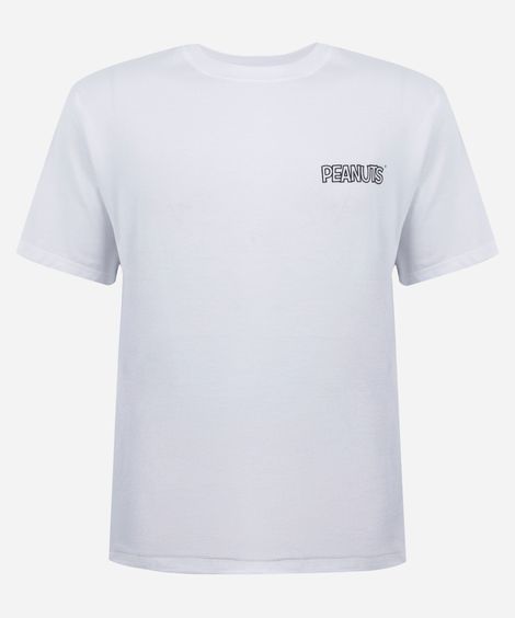 camiseta juvenil de algodão snoopy off white