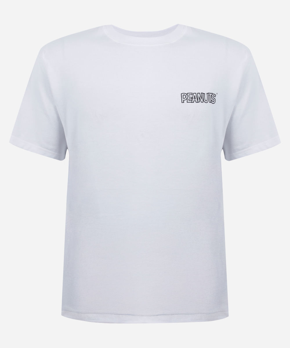 camiseta juvenil de algodão snoopy off white