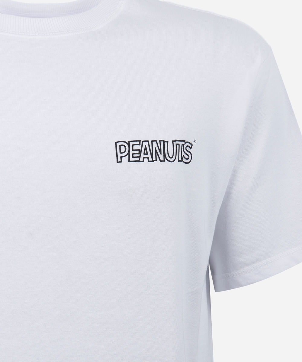 camiseta juvenil de algodão snoopy off white