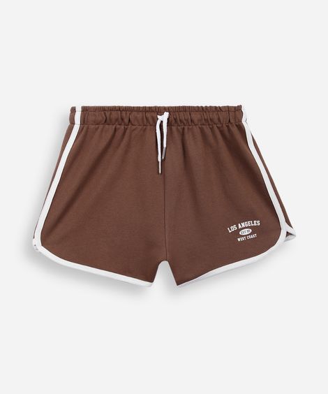 short juvenil moletinho los angeles marrom