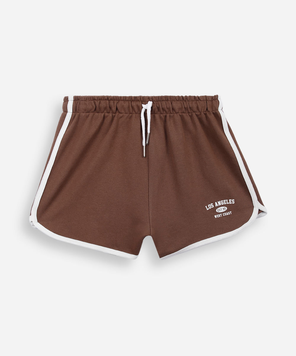 short juvenil moletinho los angeles marrom