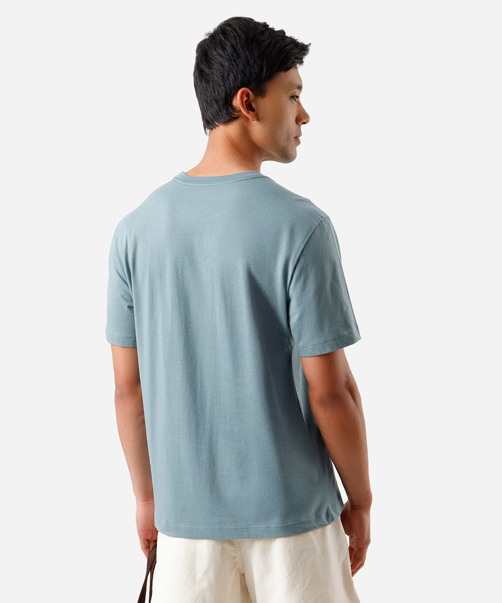 camiseta masculina de algodão estampada verde