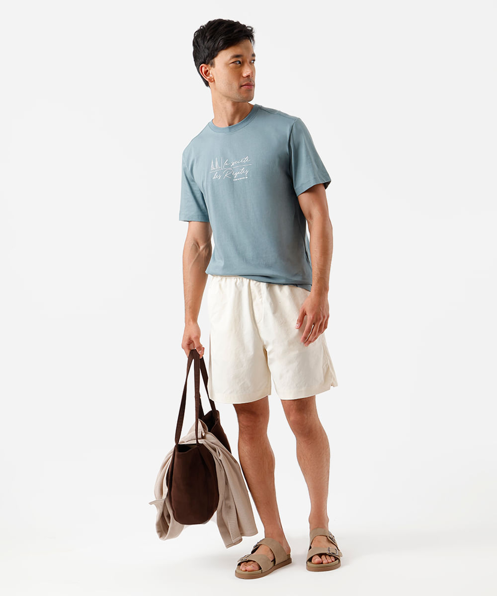 camiseta masculina de algodão estampada verde