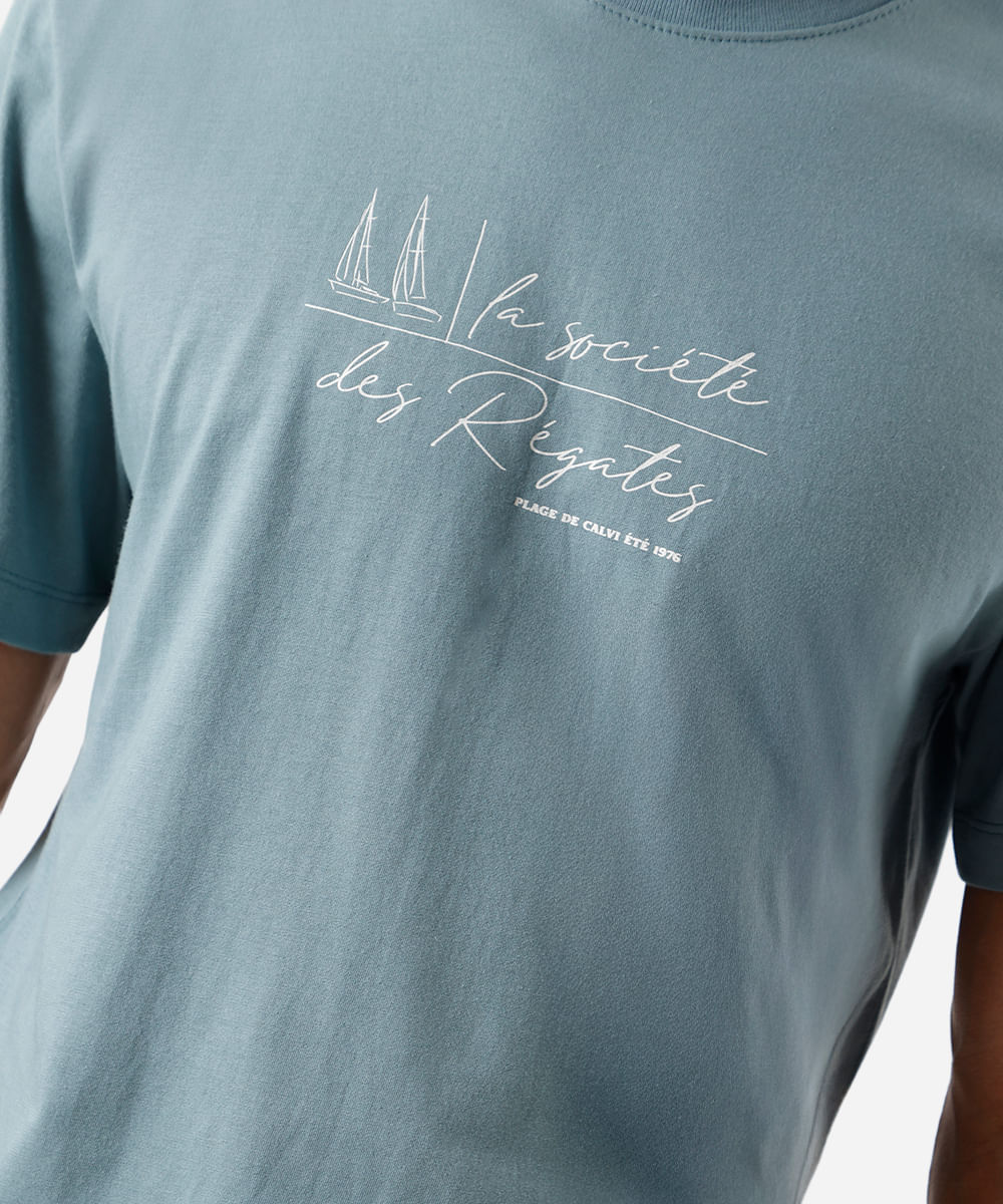 camiseta masculina de algodão estampada verde