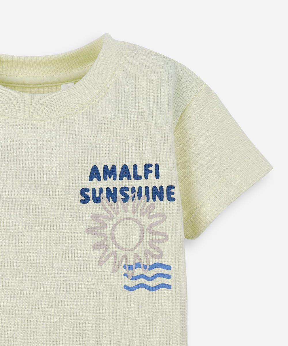 camiseta infantil manga curta almafi sunset texturizada verde