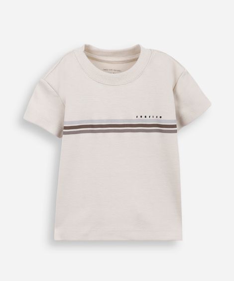camiseta infantil manga curta bege