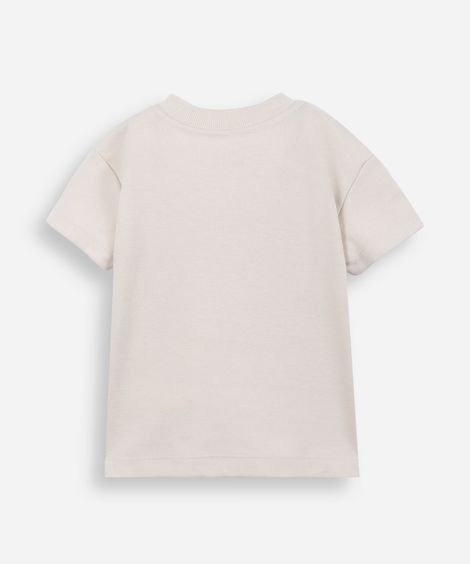camiseta infantil manga curta bege