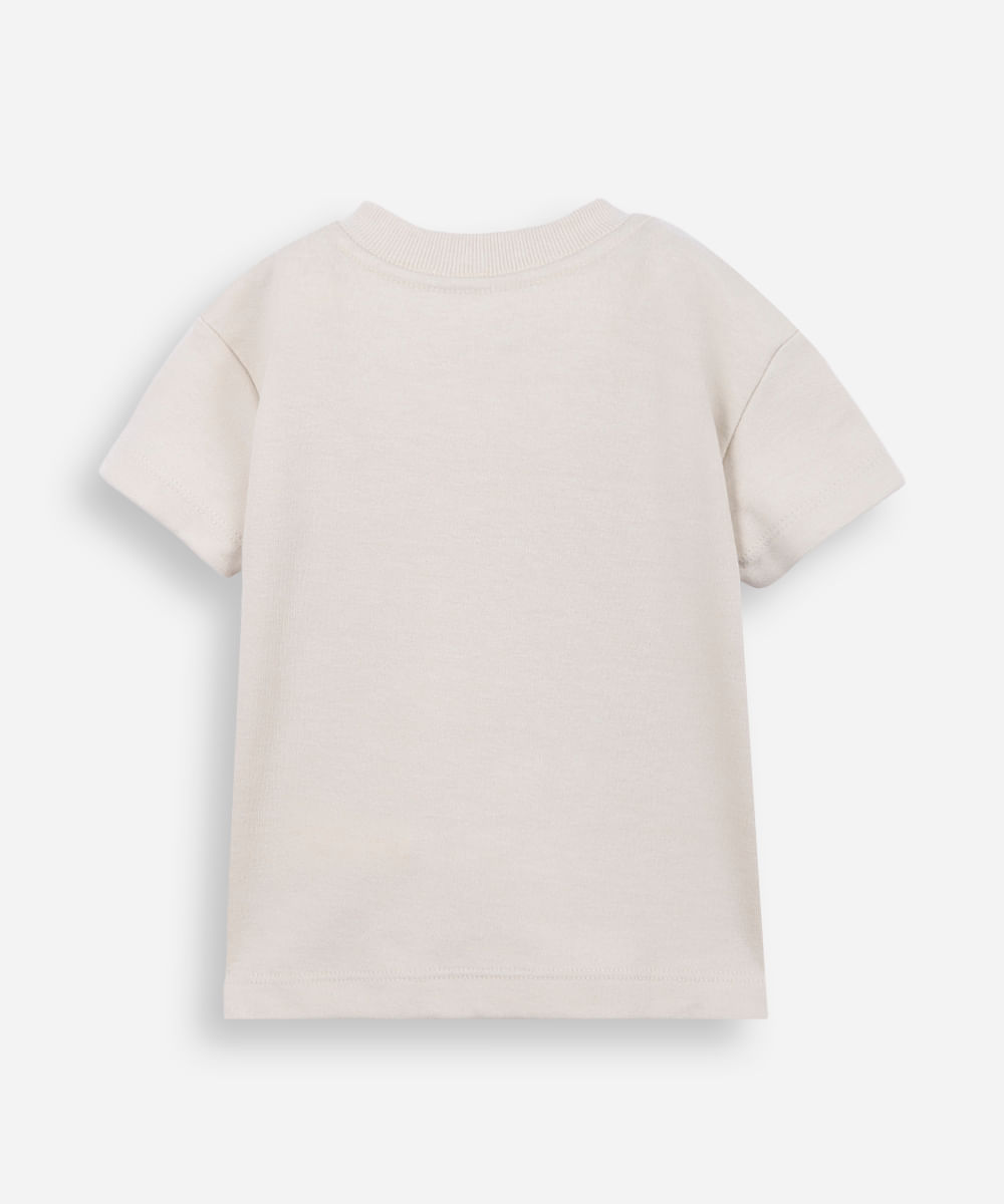 camiseta infantil manga curta bege