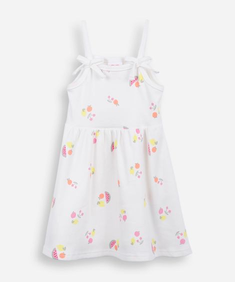 vestido infantil frutas algodao off white
