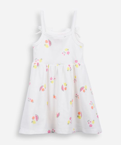 vestido infantil frutas algodao off white