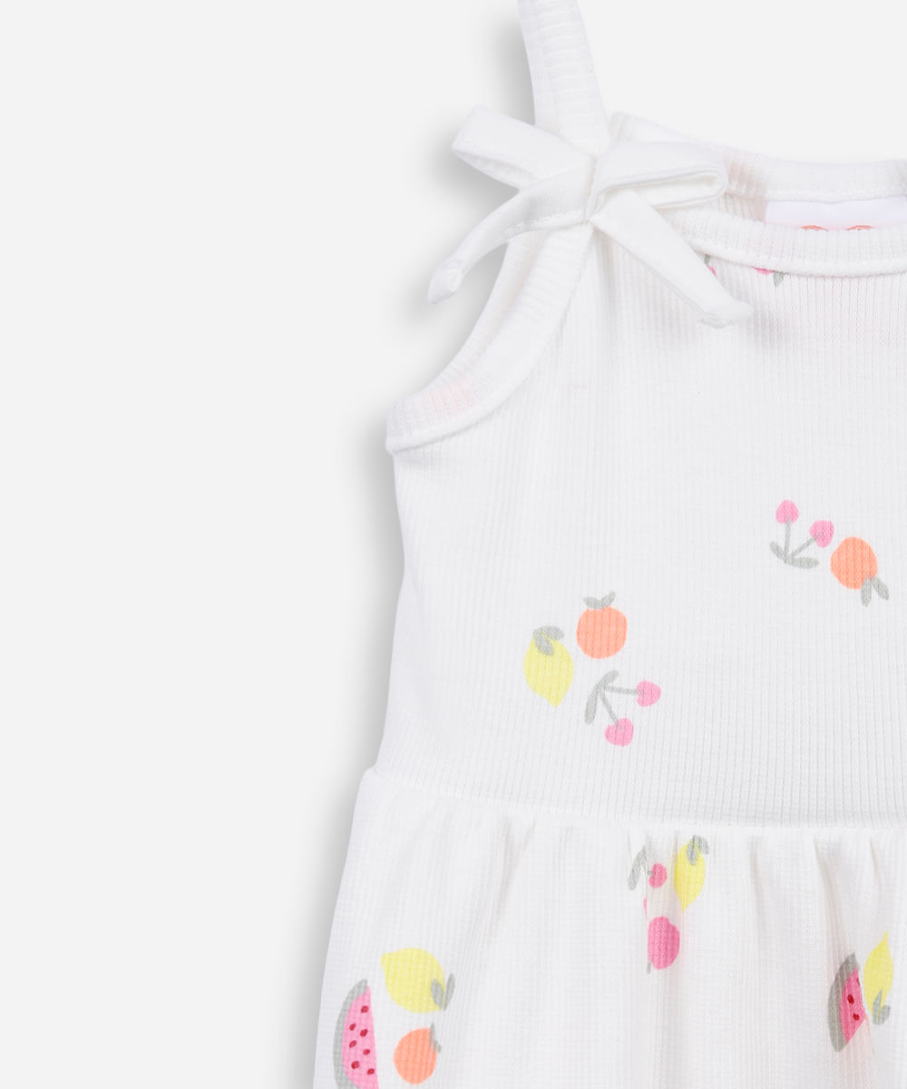vestido infantil frutas algodao off white