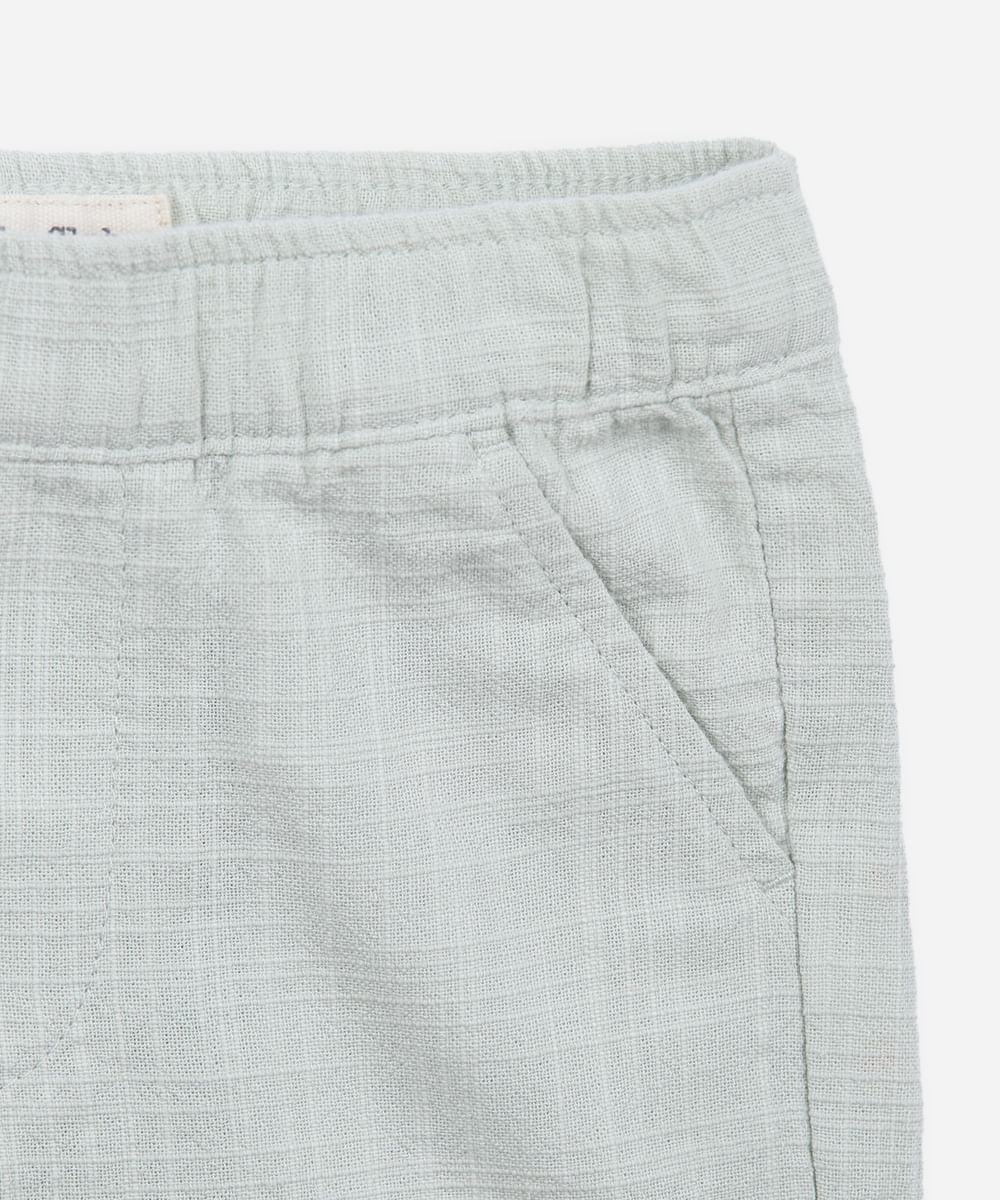 conjunto curto infantil de algodão texturizado - verde claro