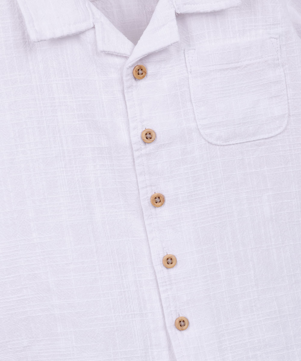 conjunto curto infantil de algodão texturizado - off white
