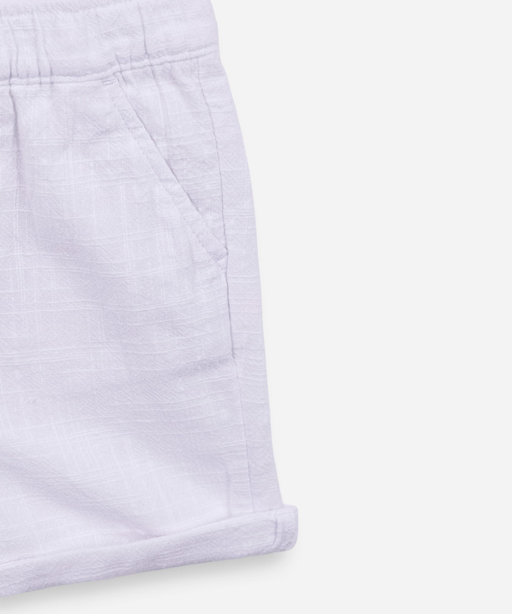 conjunto curto infantil de algodão texturizado - off white