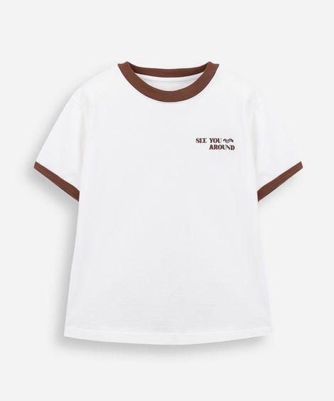 camiseta infantil de algodão estampada off white