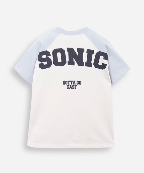 camiseta raglan infantil de algodão sonic azul