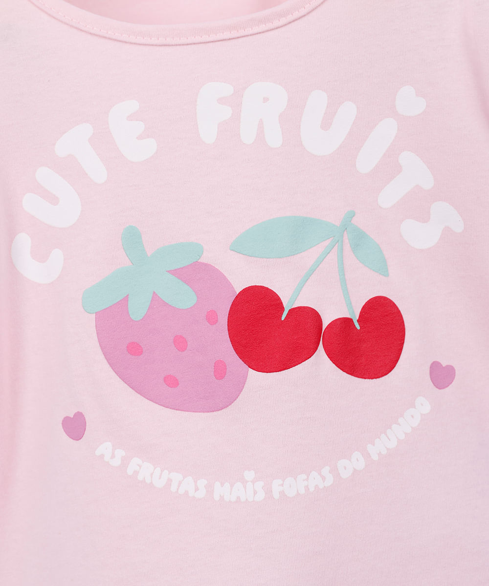 blusa infantil de algodão cerejas rosa