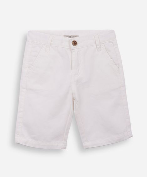 bermuda de sarja infantil bolso chino off white