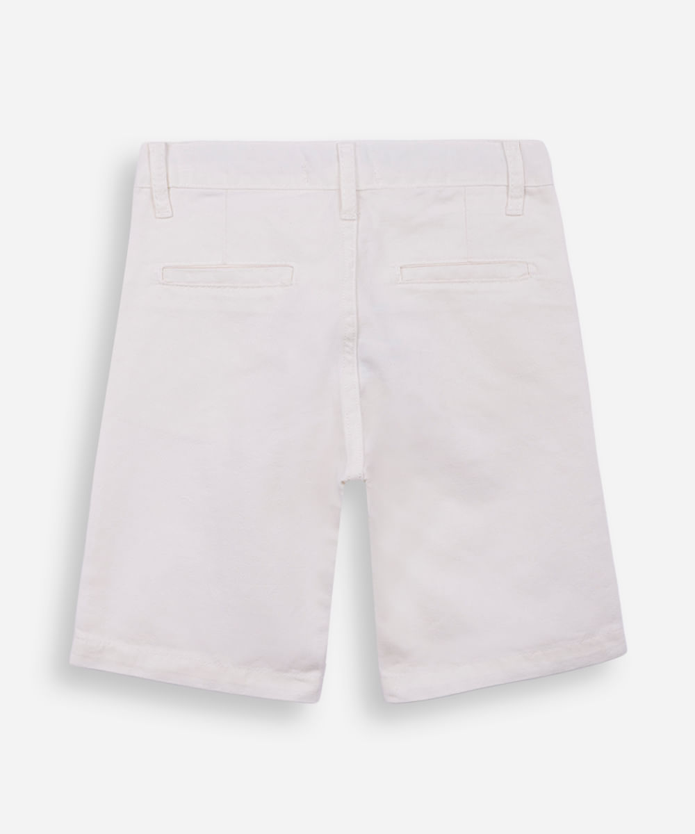 bermuda de sarja infantil bolso chino off white