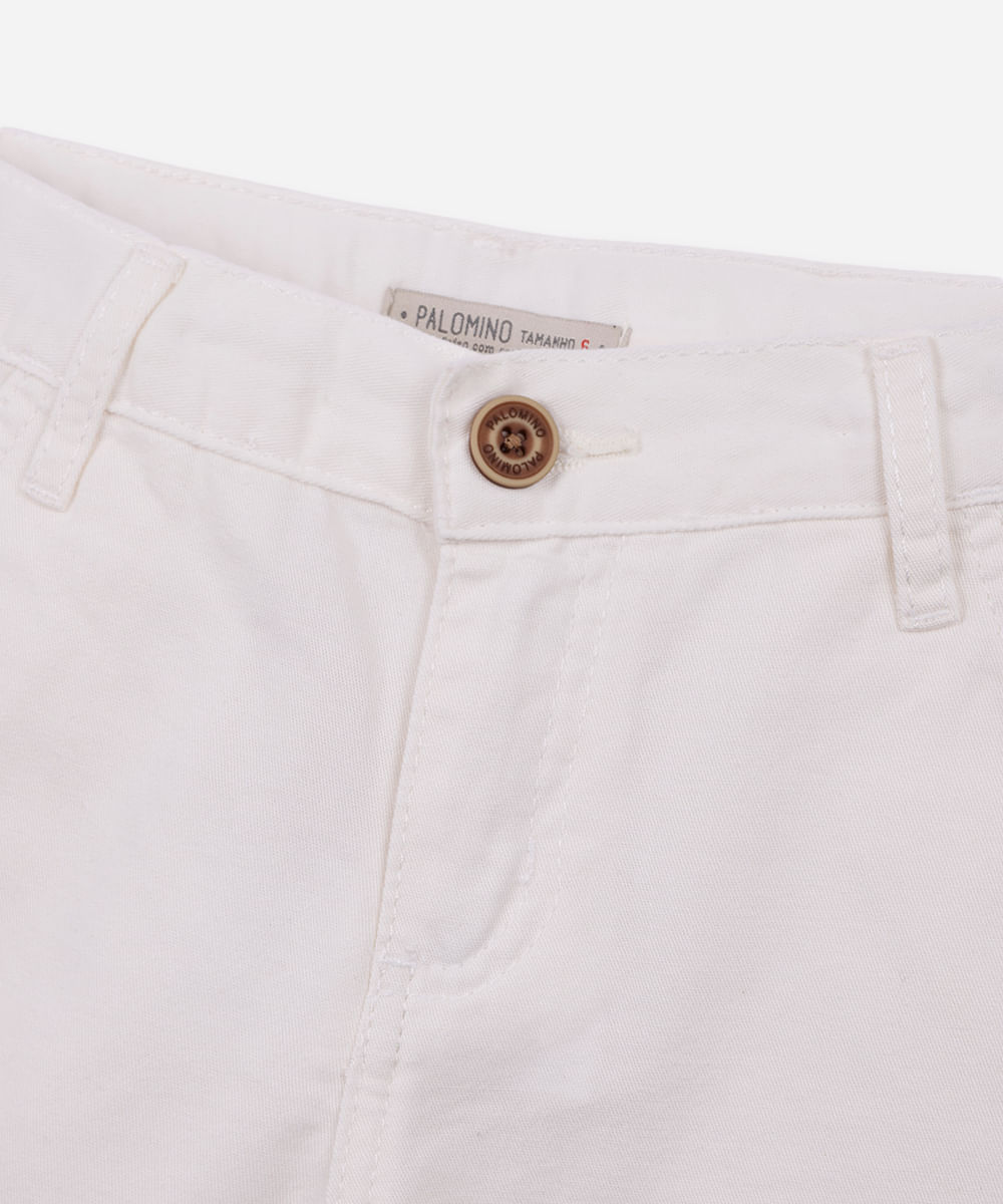 bermuda de sarja infantil bolso chino off white