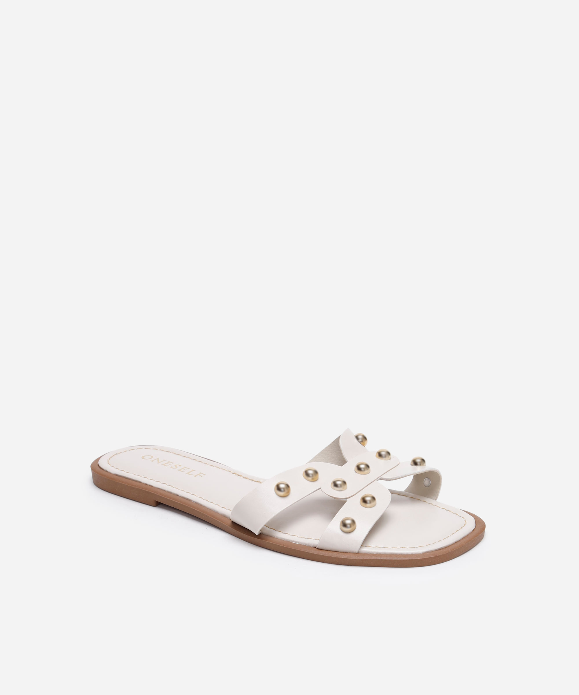 rasteirinha com recortes e tachas oneself off white