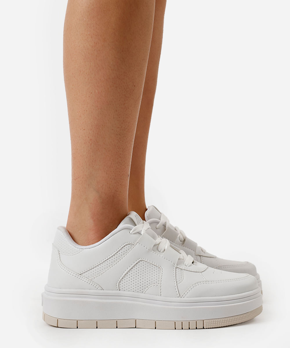 tênis casual plataforma com recortes ace branco