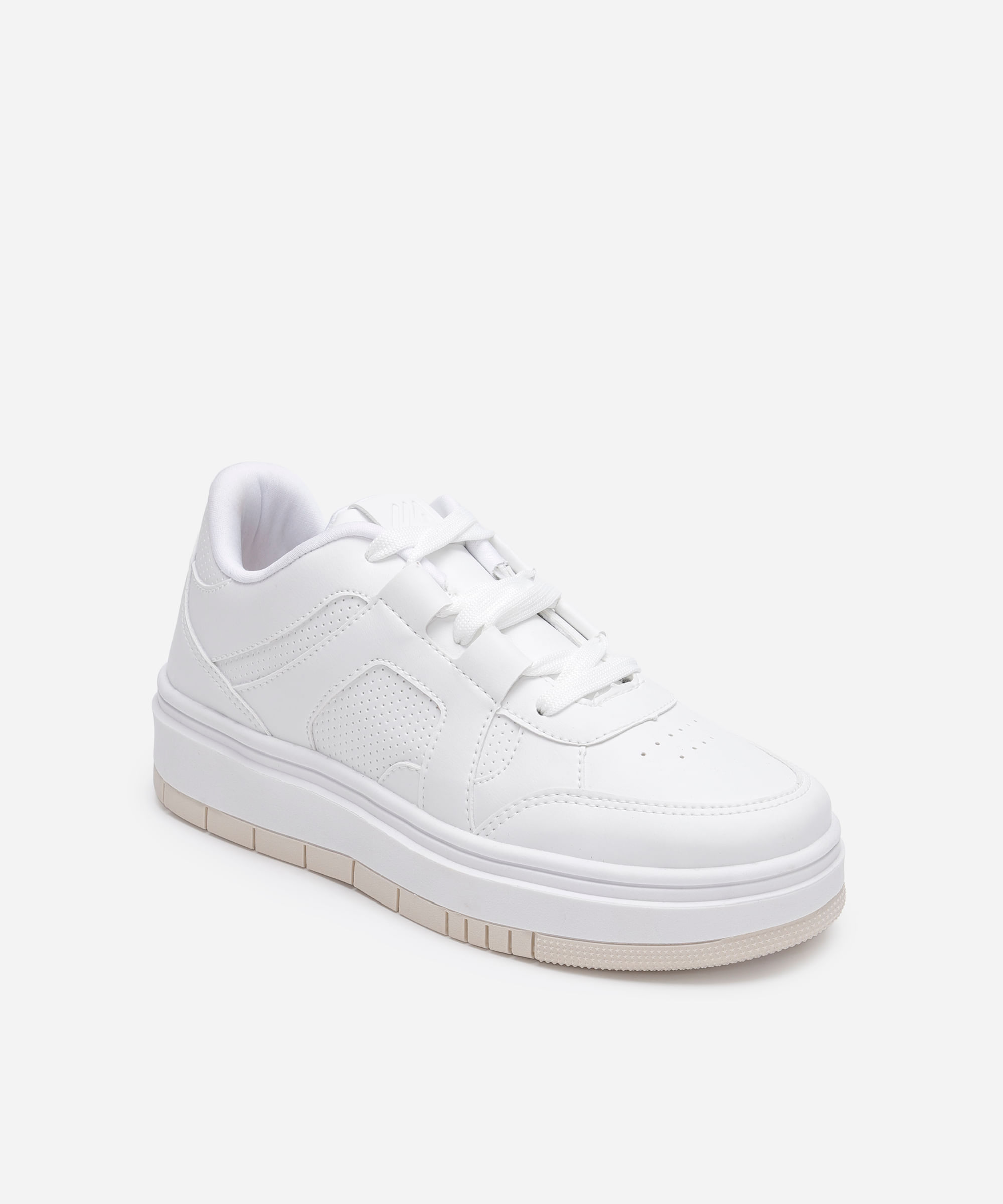 tênis casual plataforma com recortes ace branco