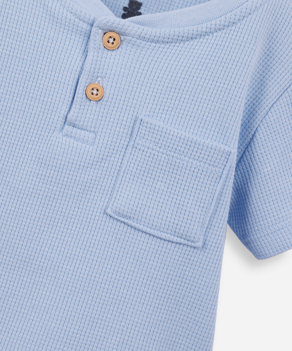 conjunto curto infantil de algodão texturizado azul