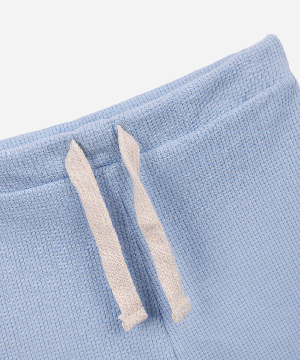 conjunto curto infantil de algodão texturizado azul