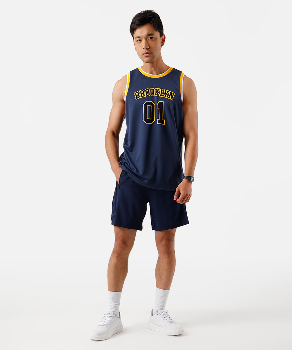 bermuda masculina com recorte lateral esportiva ace azul