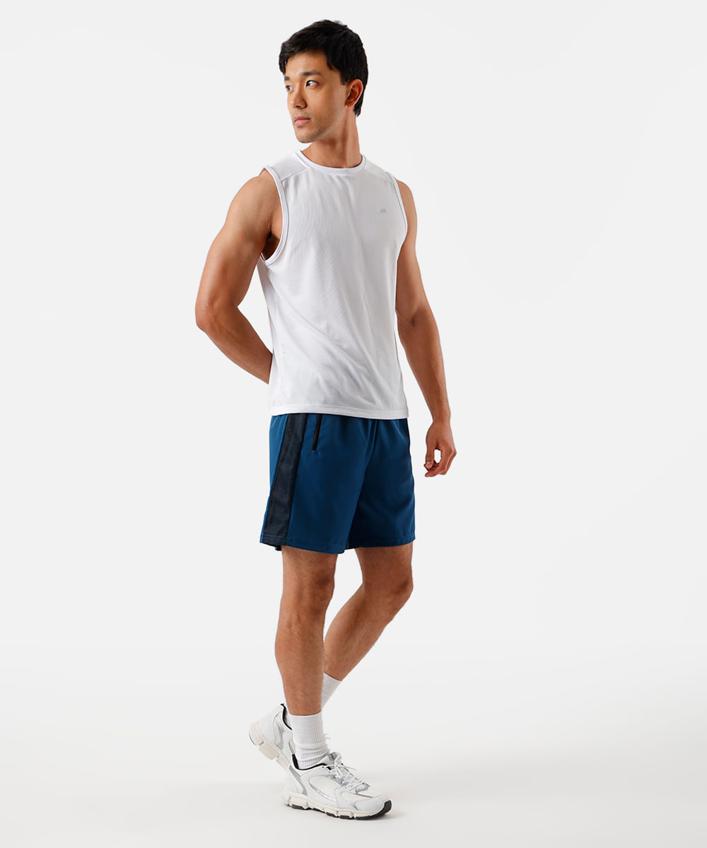 bermuda masculina com recorte lateral azul