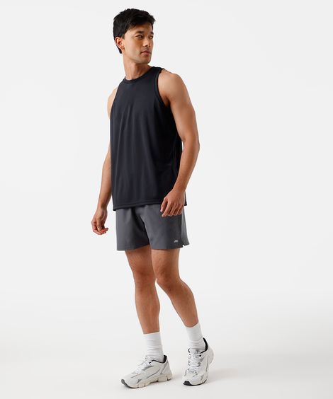 short masculino esportivo cós elástico cinza