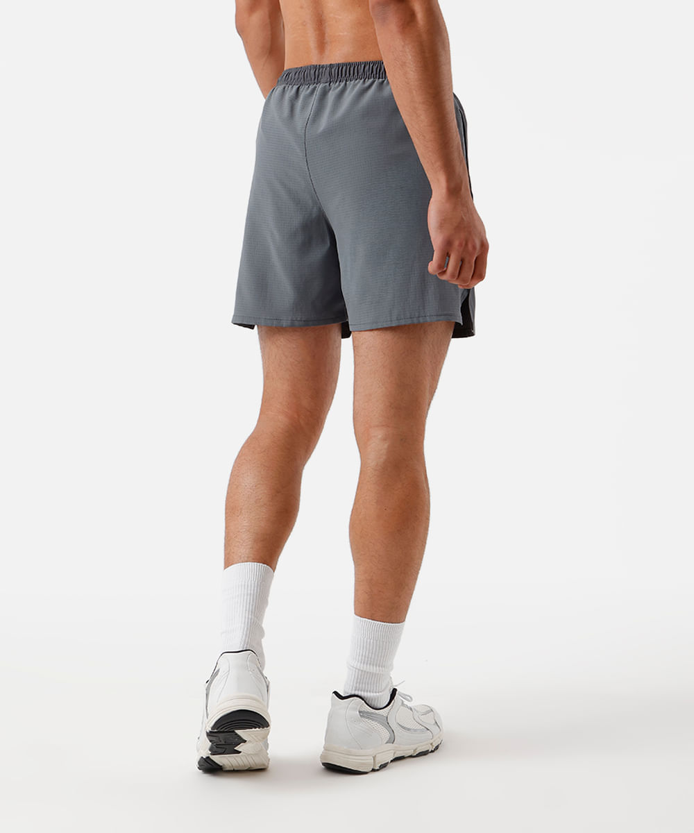 short masculino esportivo cós elástico cinza