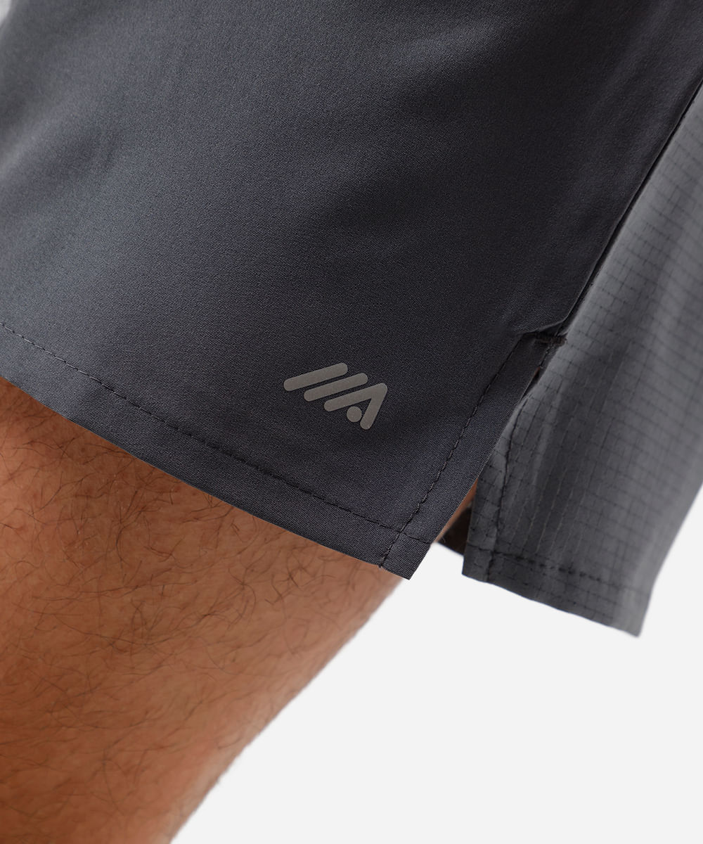 short masculino esportivo cós elástico cinza