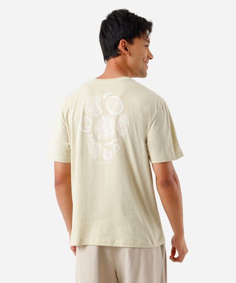 camiseta masculina de algodão estampada bege