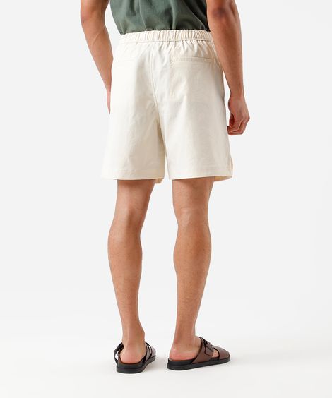 bermuda reta masculina cós elástico texturizada bege